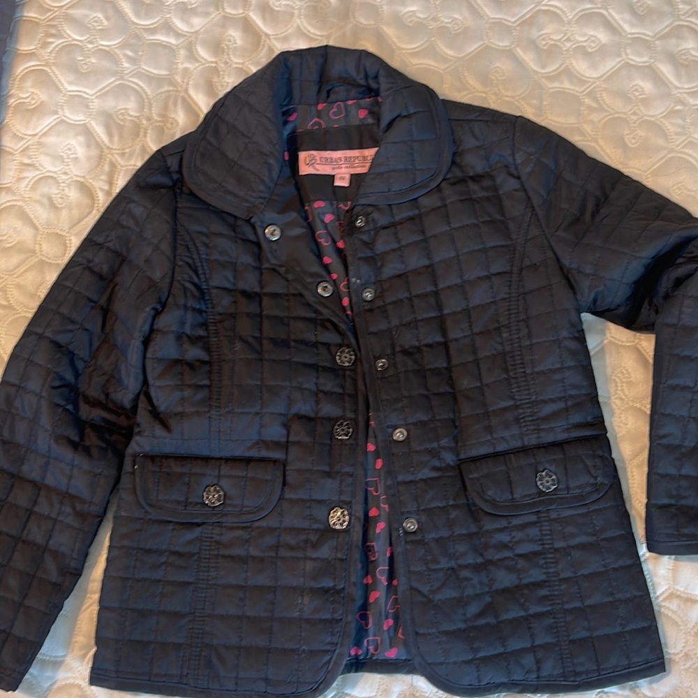 Girls jacket black color, 6X slightly used designer, urban public good condition